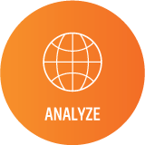 orange circle with analyze written on it